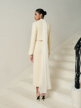 High-Waisted Midi Skirt in Textured Blend Tweed with Straight Silhouette and Clean Hem